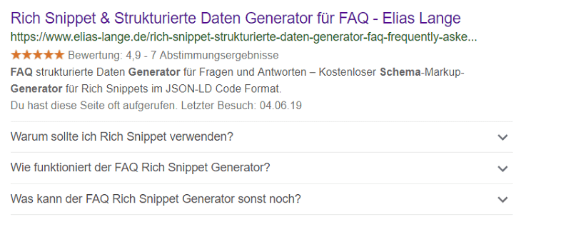 faq snippet beispeil