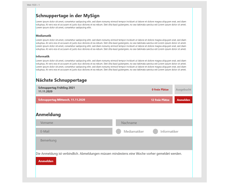 screendesign schnuppertag